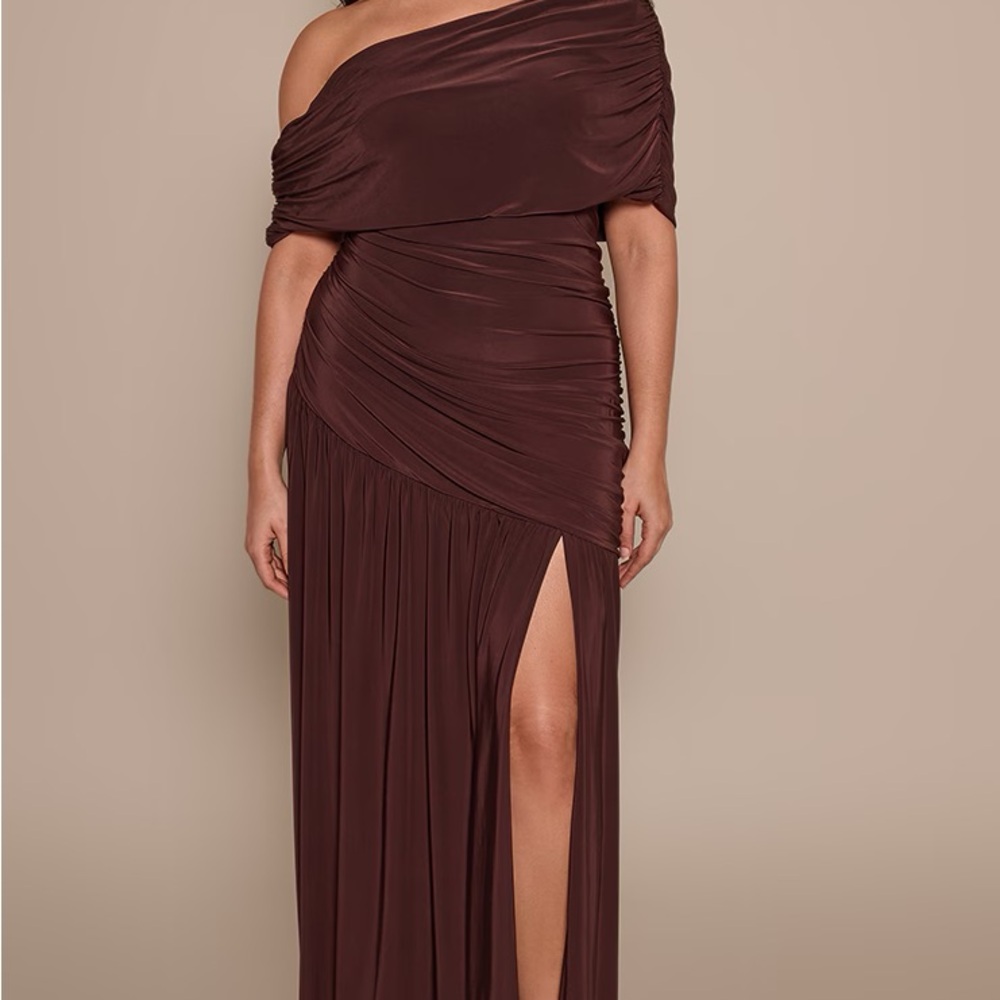 Elegant Off-Shoulder Brown Dress